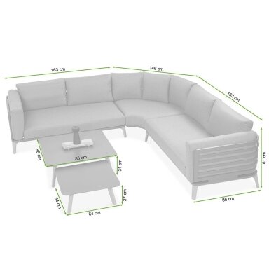 Lauko baldai kampinė sofa Radison Pilka Lauko baldai kampinė sofa Radison Pilka
