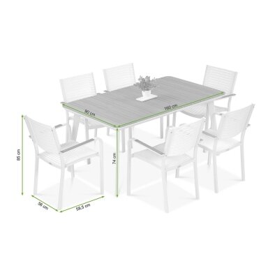 Lauko baldų komplektas TACOMA 160/6 White - AVRAHOME