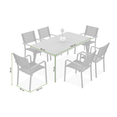 Lauko valgomojo baldai TACOMA 160/6 Graphite - AVRAHOME