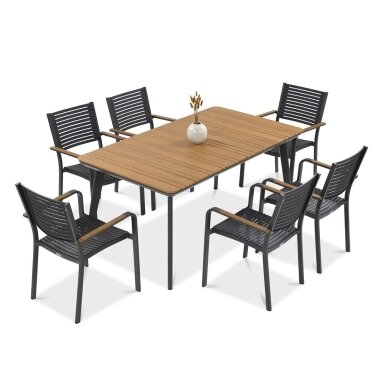 Lauko valgomojo baldai TACOMA 160/6 Graphite - AVRAHOME