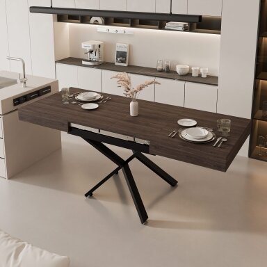 Išskleidžiamas kavos staliukas SANELLE X su aukščio reguliavimo funkcija Spalvos: Juoda / anthracite sherman oak