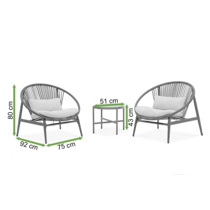 Lauko baldai GALLA 2 foteliai + stalas Avrahome 1 Lauko baldai GALLA 2 foteliai + stalas Avrahome 1
