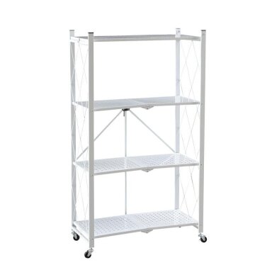 Lentyna 4 pakopų plati sulankstoma su ratukais 72x34x127cm Balta
