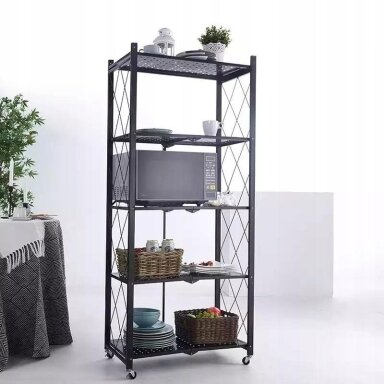 Lentyna 5 pakopų plati sulankstoma su ratukais 72x34x163cm Balta