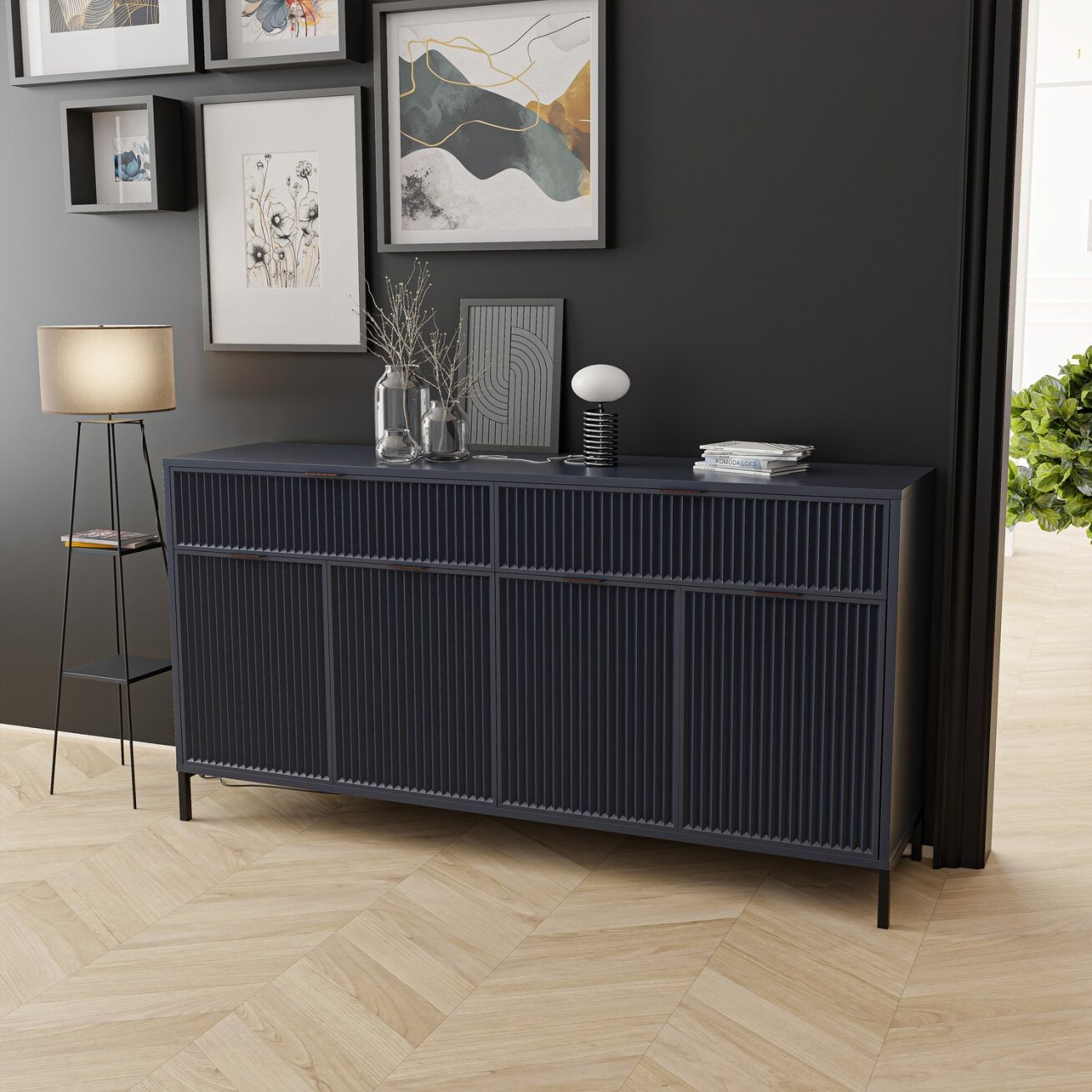 Loftinė komoda su stalčiais WAVE 165 cm Spalvos: indigo (tamsiai mėlyna) 2
