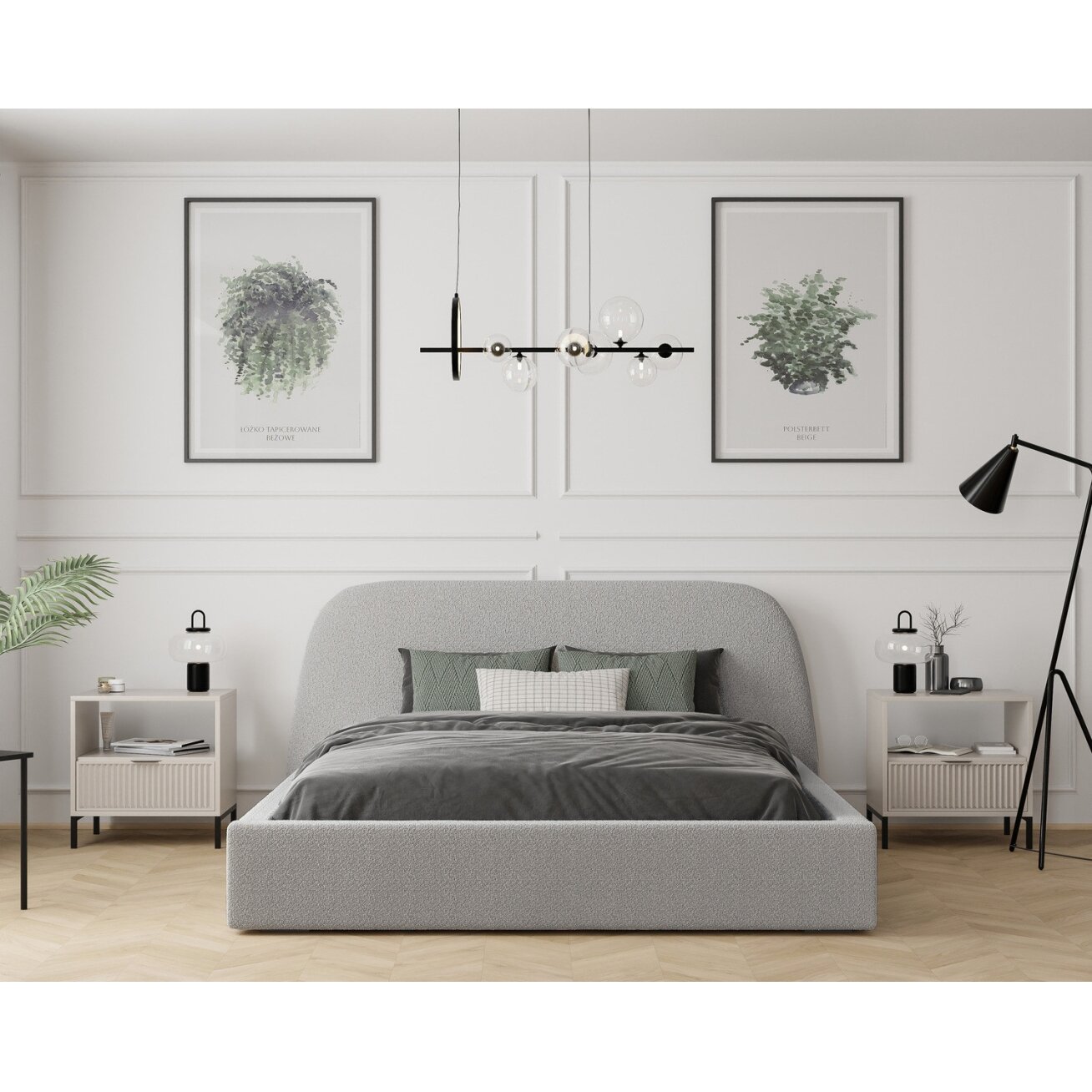 Minkšta lova CLOUD su mediniu groteliniu rėmu ir patalynės dėže Spalvos: Gerra 70 (Pilka), miegamoji dalis: 140x200 cm 3