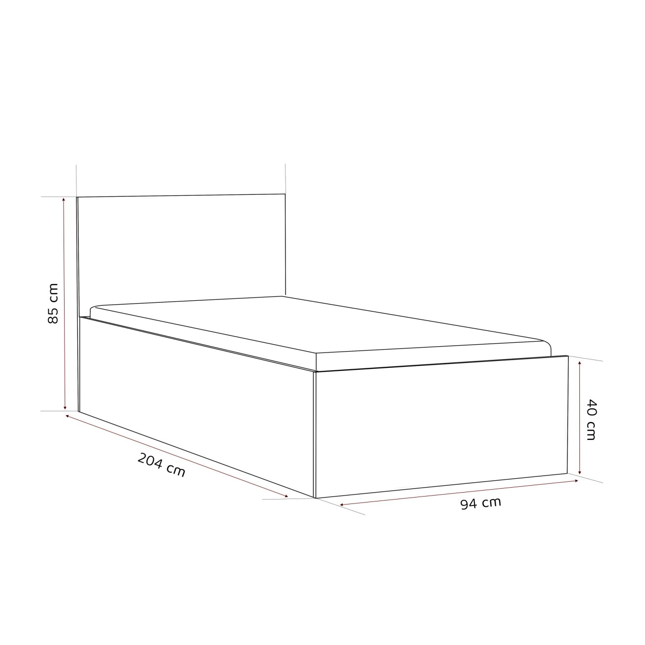 Lova su mediniu grotelių pagrindu SIMPLE 90x200 cm Spalvos: Sonoma ąžuolas, Putų poliuretano čiužinys: taip 5