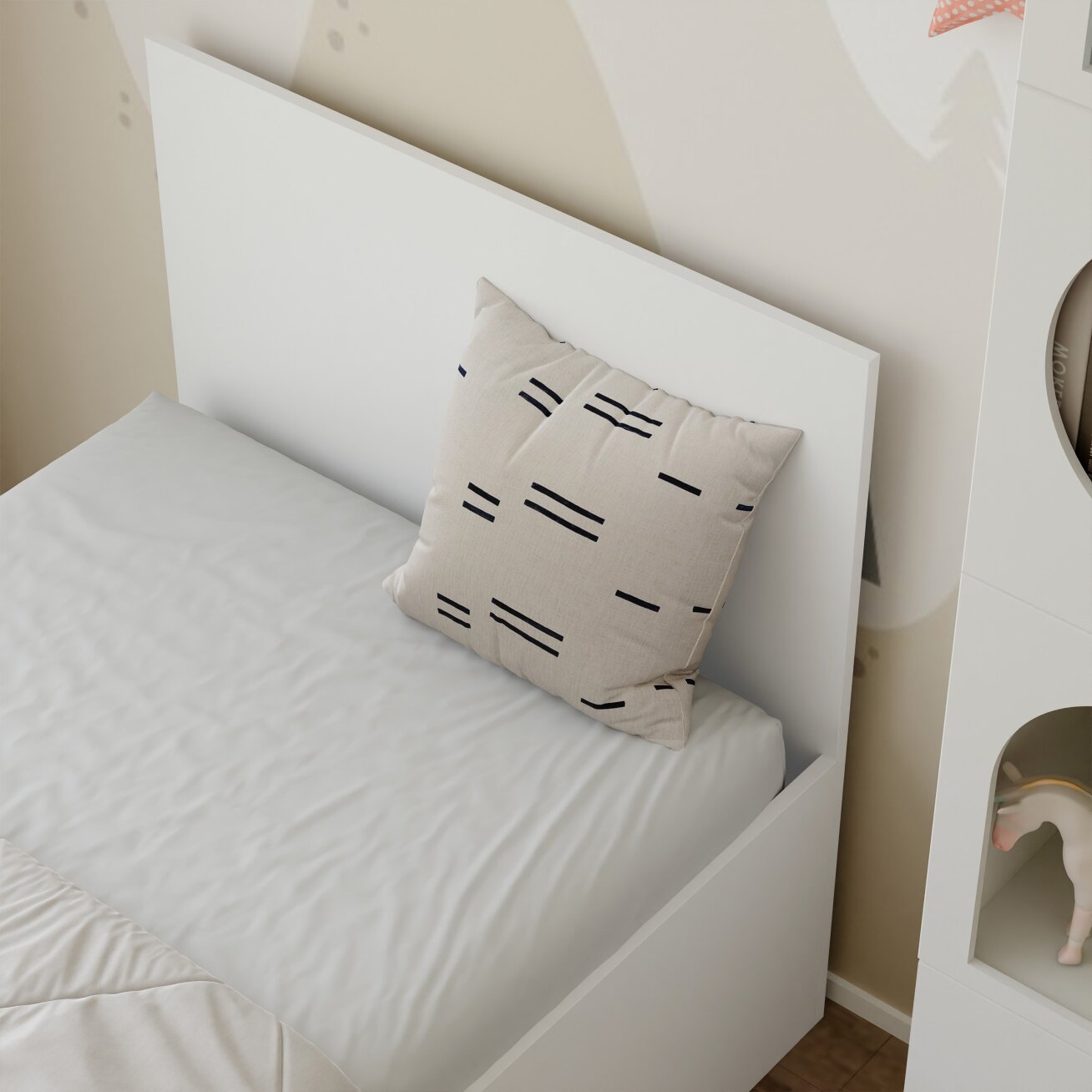 Lova su mediniu grotelių rėmu SIMPLE 90x200 cm Spalvos: Balta, Putų poliuretano čiužinys: taip 2