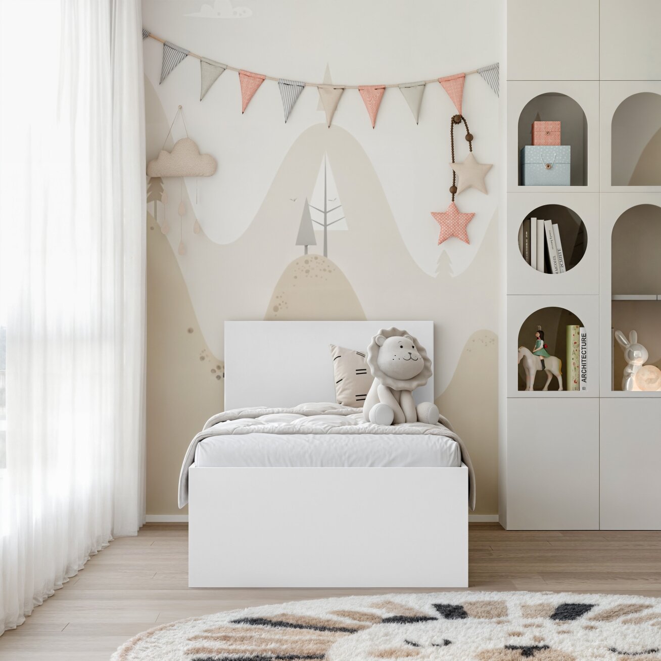 Lova su mediniu grotelių rėmu SIMPLE 90x200 cm Spalvos: Balta, Putų poliuretano čiužinys: taip 3