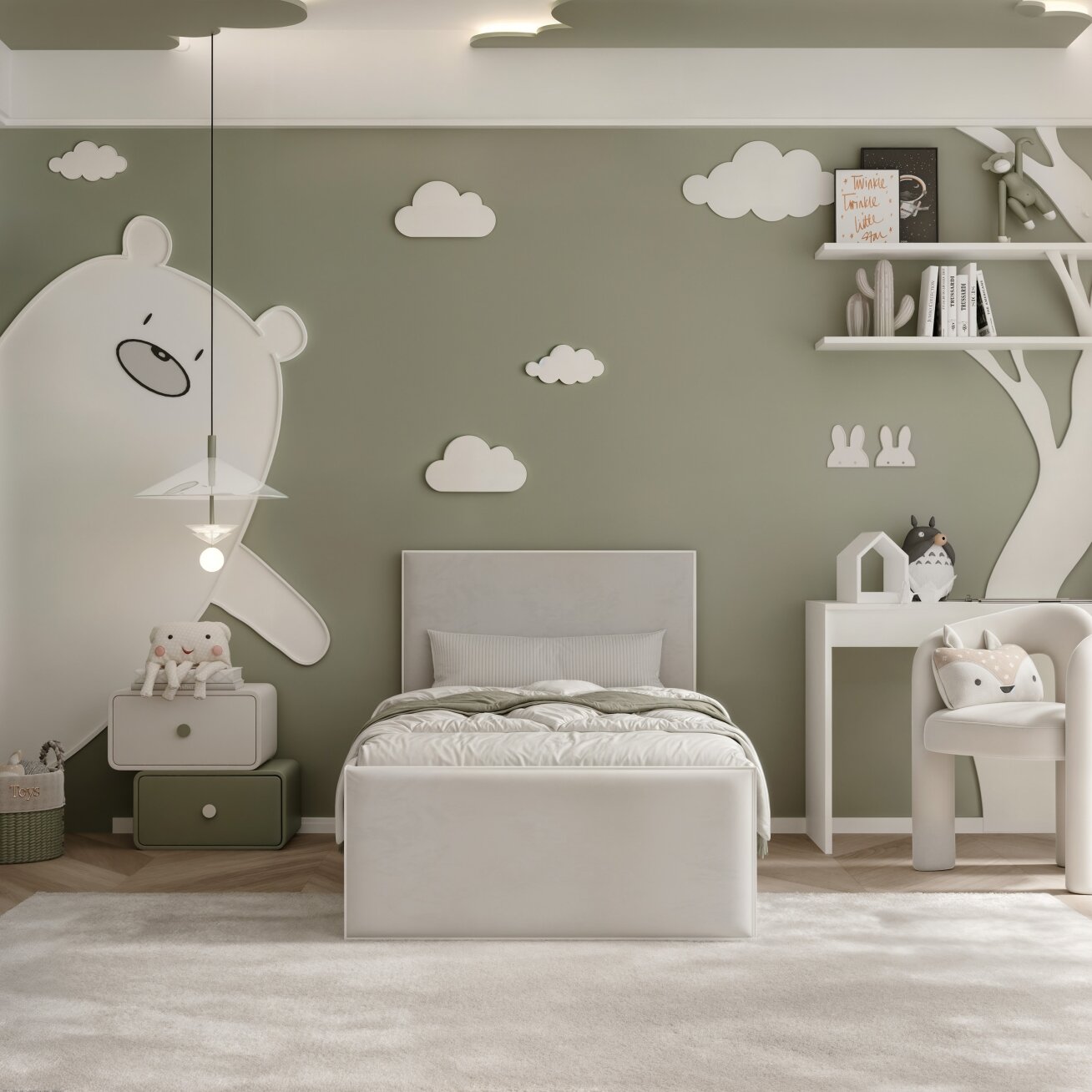 Lova su apmuštomis panelėmis ir grotelėmis SASHI 90x200 cm Putų čiužinys: ne, Spalvos: Royal Elephant (pilkai žalia), Spalva: balta 3 Lova su apmuštomis panelėmis ir grotelėmis SASHI 90x200 cm Putų čiužinys: ne, Spalvos: Royal Elephant (pilkai žalia), Spalva: balta 3