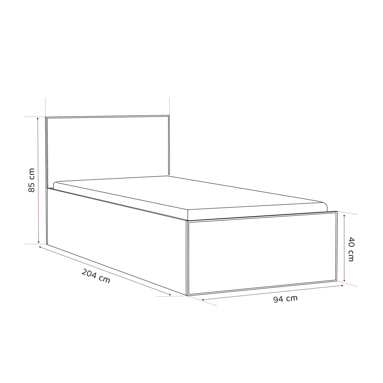 Lova su apmuštomis plokštėmis ir grotelių rėmu SASHI 90x200 cm Putų čiužinys: taip, Spalvos: Royal 31(Juoda), Spalva: Sonoma ąžuolas 5