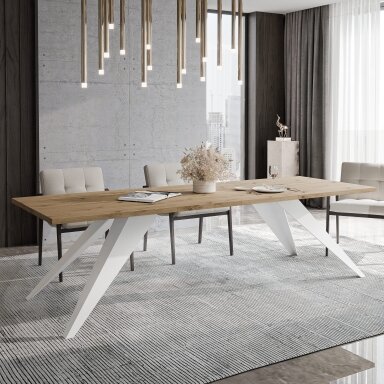 Loftinis išskleidžiamas stalas XANDRO su stačiakampiu stalviršiu Spalvos: Balta / ąžuolas artisan, Plotis: 140 cm