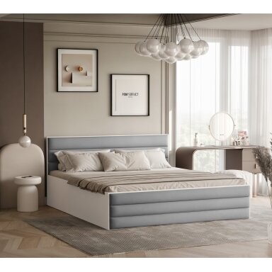 Lova su tapiceruotomis plokštėmis VANTAGE su patalynės dėže Miegojimo plotas: 140x200 cm, Putų čiužinys: taip, Spalvos: Royal 27 (Pilka)