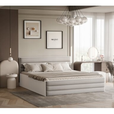 Lova su apmuštomis plokštėmis VANTAGE su patalynės dėže Miegojimo plotas: 120x200 cm, Putų čiužinys: ne, Spalvos: Royal 04 (Šviesi smėlio)