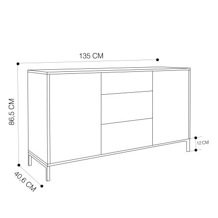 Loftinė komoda su stalčiais WAVE 135 cm Spalva: Greenstone (žalia) 5