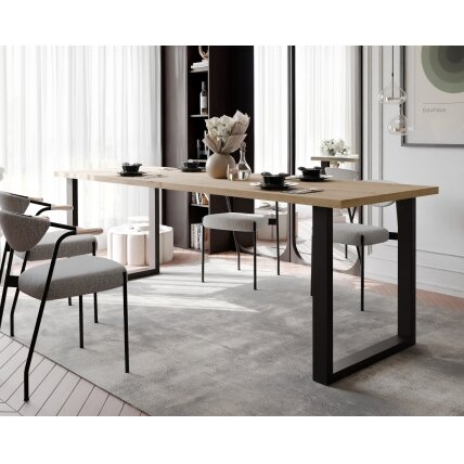 Loftinis išskleidžiamas stalas PALOMA su stačiakampiu stalviršiu Spalvos: Juoda / ąžuolas artisan, Plotis: 160 cm 1