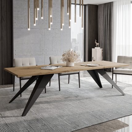 Loftinis išskleidžiamas stalas XANDRO su stačiakampiu stalviršiu Spalvos: Juoda / ąžuolas artisan, Plotis: 140 cm 1 Loftinis išskleidžiamas stalas XANDRO su stačiakampiu stalviršiu Spalvos: Juoda / ąžuolas artisan, Plotis: 140 cm 1