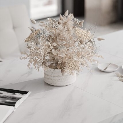 Loftinis išskleidžiamas stalas XANDRO su stačiakampiu stalviršiu Spalvos: Balta / marmuras bianco, Plotis: 140 cm 2