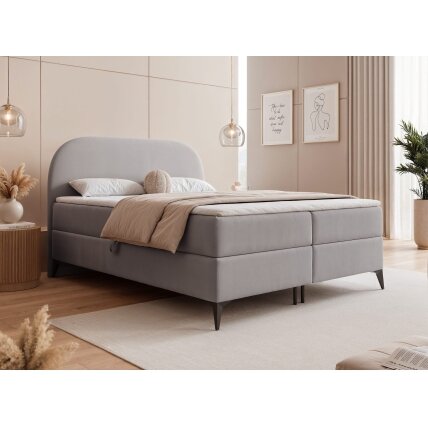 Kontinentinė lova ant kojelių NOELIA su patalynės dėže Miegojimo plotas: 160x200 cm, Spalvos: Jasmine 90 (Pilka), Topperis: ne