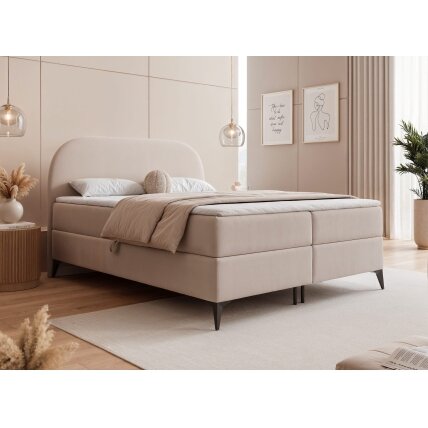 Kontinentinė lova ant kojelių NOELIA su patalynės dėže Miegamoji zona: 160x200 cm, Spalvos: Jasmine 21 (Kreminė), Topperis: taip Kontinentinė lova ant kojelių NOELIA su patalynės dėže Miegamoji zona: 160x200 cm, Spalvos: Jasmine 21 (Kreminė), Topperis: taip