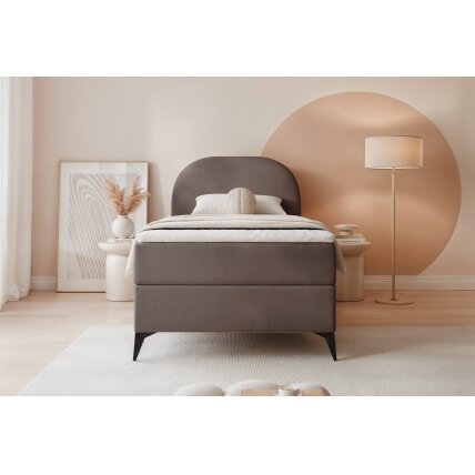 Viengulė kontinentinė lova NOELIA su patalynės dėže Topper: taip, Spalvos: Jasmine 27 (Ruda), Miegojimo plotas: 90x200 cm, Lovos pusė: dešinė 3