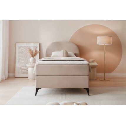 Vienvietė kontinentinė lova NOELIA su patalynės dėže Spalvos: Jasmine 22 (Smėlinė), Topperis: taip, Miegamoji zona: 70x200 cm, Lovos pusė: kairė 1