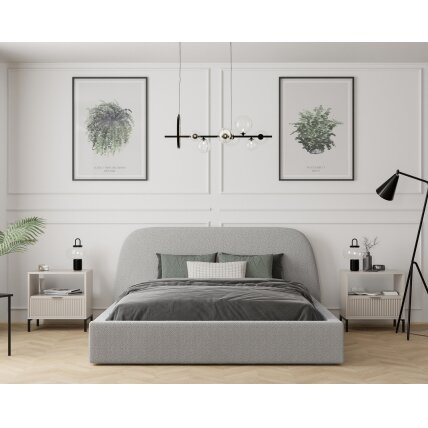 Minkšta lova CLOUD su mediniu groteliniu rėmu ir patalynės dėže Spalvos: Gerra 70 (Pilka), miegamoji dalis: 140x200 cm 3