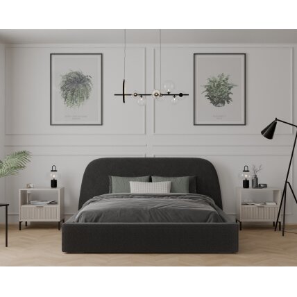 Minkšta lova CLOUD su mediniu grotelių pagrindu ir patalynės dėže Spalvos: Gerra 75 (Juoda), Miegamoji zona: 140x200 cm 3