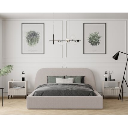 Minkšta lova CLOUD su mediniu groteliniu pagrindu ir patalynės dėže Spalvos: Gerra 20 (pudrinė rožinė), miegamoji dalis: 140x200 cm 3