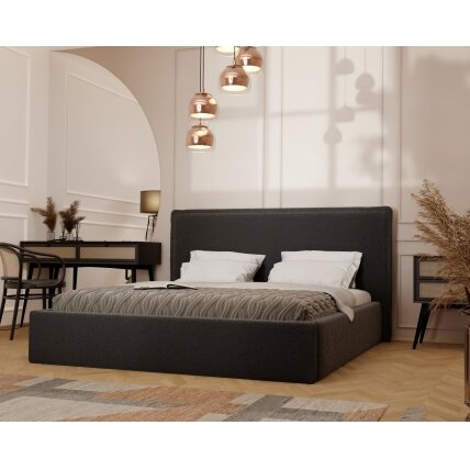 Minkšta lova COFY su mediniu grotelių pagrindu ir patalynės dėže Spalvos: Gerra 75 (Juoda), miegamoji zona: 160x200 cm 3