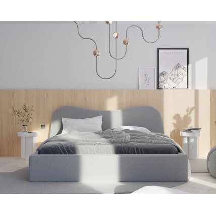Minkšta lova COZY su mediniu groteliniu rėmu ir patalynės dėže Spalvos: Gerra 70 (Pilka), miegamoji zona: 140x200 cm 2