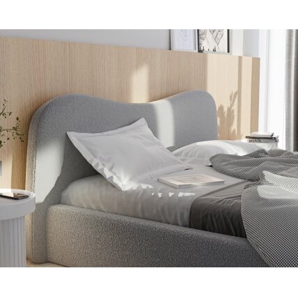 Minkšta lova COZY su mediniu groteliniu rėmu ir patalynės dėže Spalvos: Gerra 70 (Pilka), miegamoji zona: 140x200 cm 3