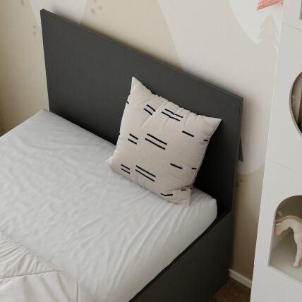 Lova su mediniu grotelių rėmu SIMPLE 90x200 cm Spalvos: Juoda, Putų poliuretano čiužinys: taip 2