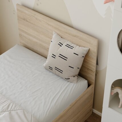 Lova su mediniu grotelių pagrindu SIMPLE 90x200 cm Spalvos: Sonoma ąžuolas, Putų poliuretano čiužinys: taip 2