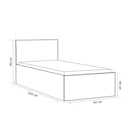 Lova su apmuštomis plokštėmis ir grotelių rėmu SASHI 90x200 cm Putų čiužinys: taip, Spalvos: Royal 31(Juoda), Spalva: Sonoma ąžuolas 5