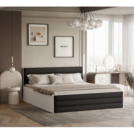 Lova su apmuštomis panelėmis VANTAGE su patalynės dėže Miegojimo plotas: 160x200 cm, Putų čiužinys: taip, Spalvos: Royal 31 (Juoda) Lova su apmuštomis panelėmis VANTAGE su patalynės dėže Miegojimo plotas: 160x200 cm, Putų čiužinys: taip, Spalvos: Royal 31 (Juoda)