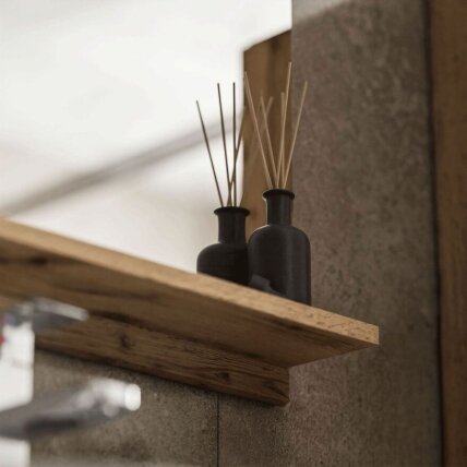 LUMIRE LOFT80, vonios baldų komplektas su aukšta spintele, veidrodžiu, praustuvu ir chromuotu maišytuvu, ąžuolo spalvos 5 LUMIRE LOFT80, vonios baldų komplektas su aukšta spintele, veidrodžiu, praustuvu ir chromuotu maišytuvu, ąžuolo spalvos 5