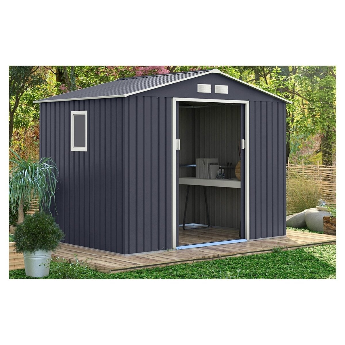 Metalinis įrankių namelis HUDSON 9x6 Cold Grey 5 Metalinis įrankių namelis HUDSON 9x6 Cold Grey 5