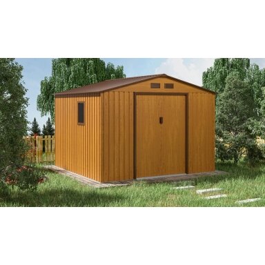 Metalinis įrankių namelis HUDSON 9x8 Oak Brown