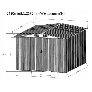 Metalinis sandėliukas įrankiams 312x257x192