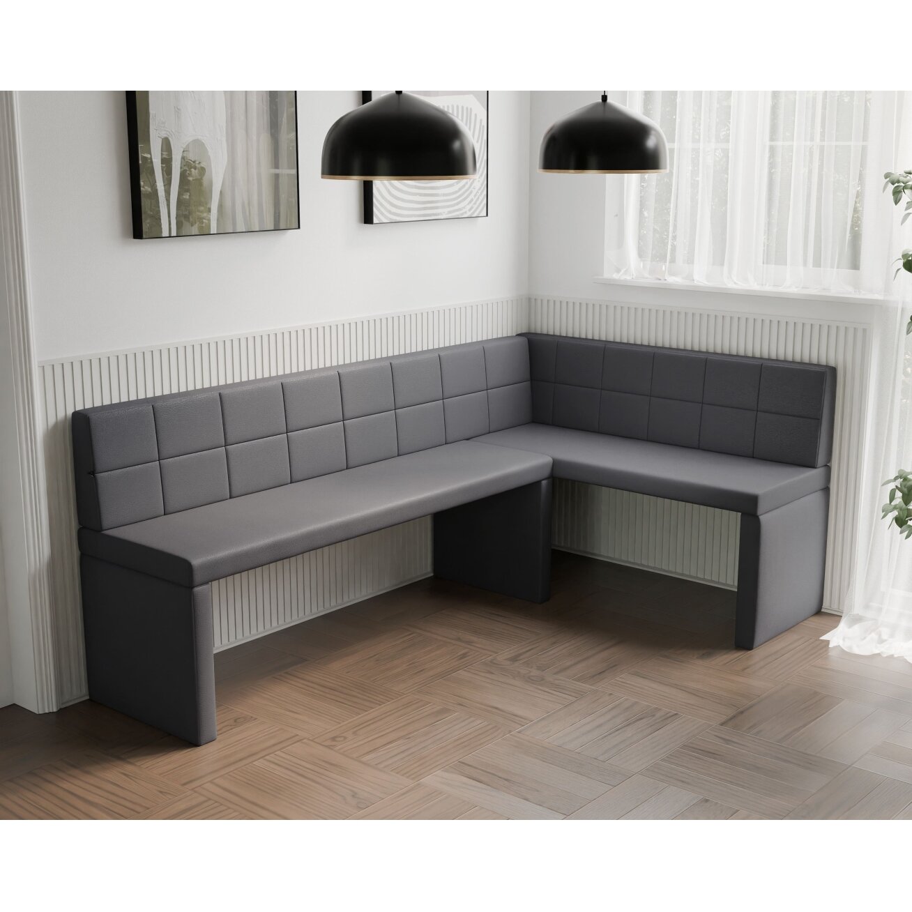 Virtuvinis kampas MELVIN Kampo pusė: dešinė, Spalvos: Soft 29 (pilka), Dydis: 142x196 cm 3 Virtuvinis kampas MELVIN Kampo pusė: dešinė, Spalvos: Soft 29 (pilka), Dydis: 142x196 cm 3