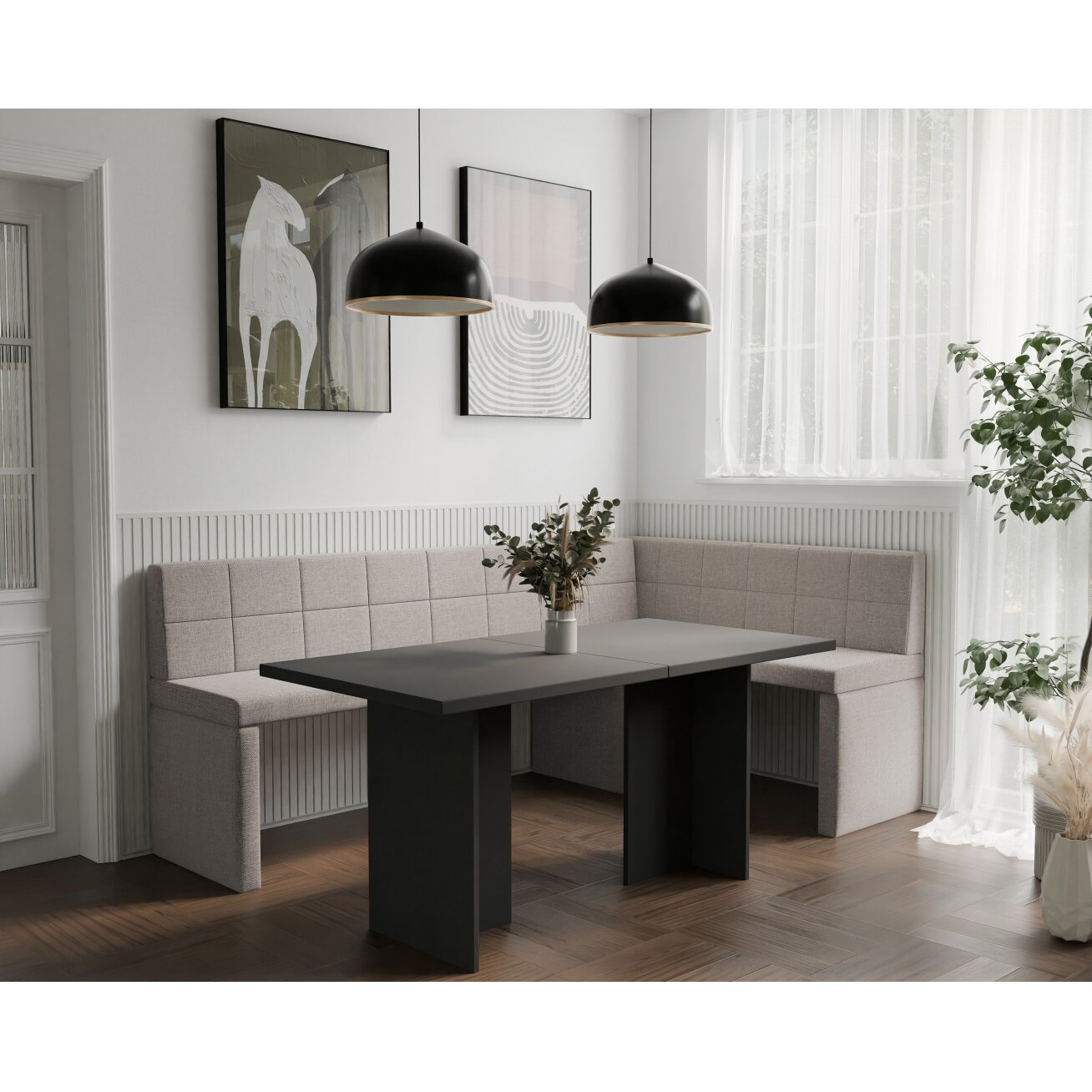 Virtuvinis kampas MELVIN Kampo pusė: dešinė, Spalva: Inari 22 (šviesi smėlio), Dydis: 142x196 cm 2 Virtuvinis kampas MELVIN Kampo pusė: dešinė, Spalva: Inari 22 (šviesi smėlio), Dydis: 142x196 cm 2