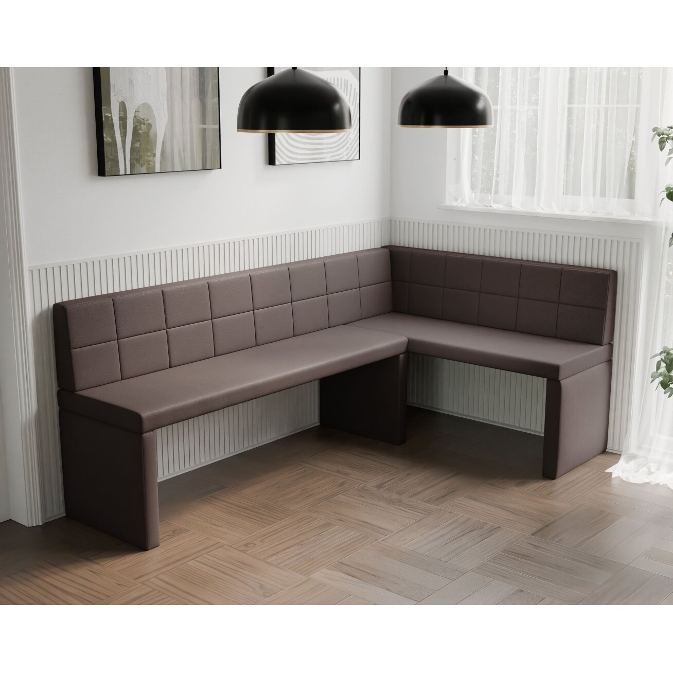 Virtuvinis kampas MELVIN Kampo pusė: Dešinė, Spalvos: Soft 30 (Ruda), Dydis: 142x196 cm 3 Virtuvinis kampas MELVIN Kampo pusė: Dešinė, Spalvos: Soft 30 (Ruda), Dydis: 142x196 cm 3