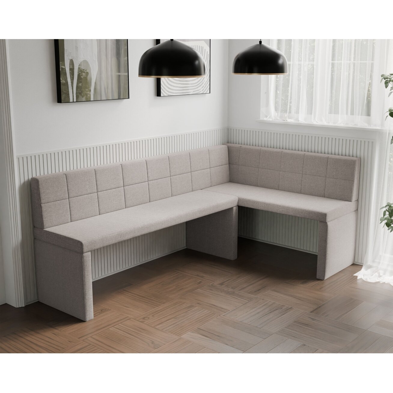Virtuvinis kampas MELVIN Kampo pusė: dešinė, Spalva: Inari 22 (šviesi smėlio), Dydis: 142x196 cm 3 Virtuvinis kampas MELVIN Kampo pusė: dešinė, Spalva: Inari 22 (šviesi smėlio), Dydis: 142x196 cm 3