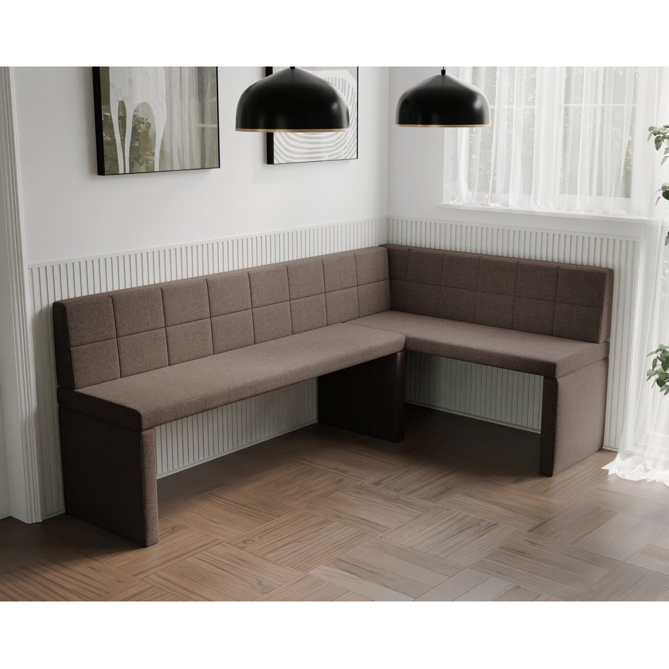 Virtuvinis kampas MELVIN Kampo pusė: dešinė, Dydis: 142x196 cm , Spalvos: Inari 28 (Ruda) 3