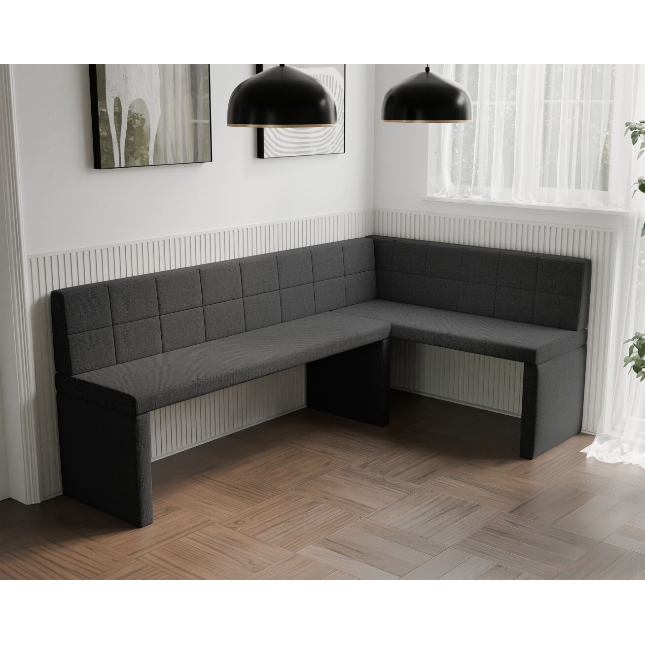 Virtuvinis kampas MELVIN Kampo pusė: dešinė, Spalvos: Inari 100 (Juoda), Dydis: 142x196 cm 3 Virtuvinis kampas MELVIN Kampo pusė: dešinė, Spalvos: Inari 100 (Juoda), Dydis: 142x196 cm 3