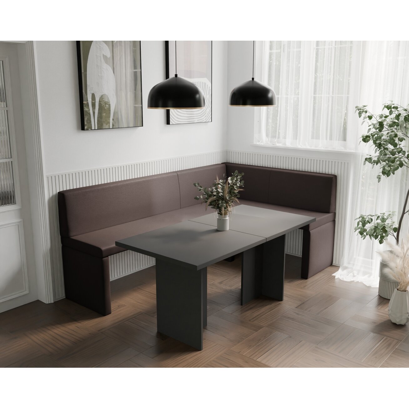 Virtuvinis kampas OWEN Kampo pusė: dešinė, Spalvos: Soft 30 (Ruda), Dydis: 142x196 cm 1 Virtuvinis kampas OWEN Kampo pusė: dešinė, Spalvos: Soft 30 (Ruda), Dydis: 142x196 cm 1
