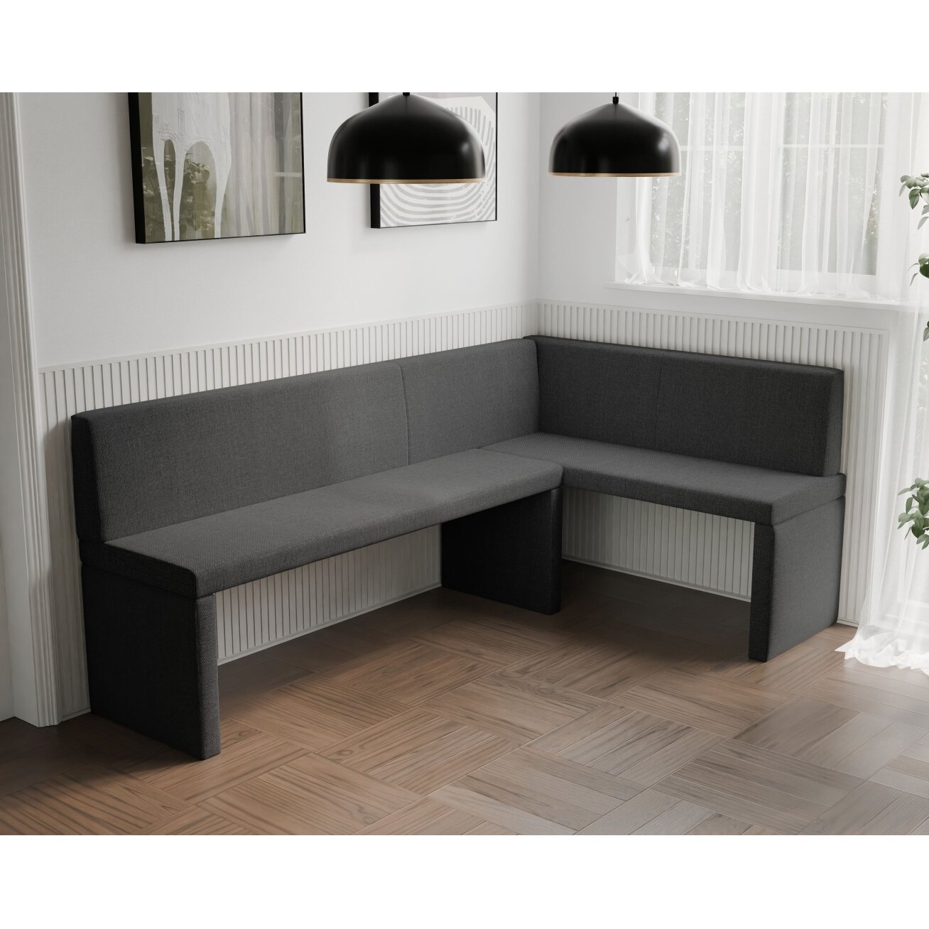 Virtuvinis kampas OWEN Kampo pusė: Dešinė, Spalvos: Inari 100 (Juoda), Dydis: 142x196 cm  3