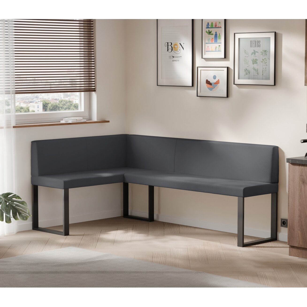 Virtuvinis kampas SANA U Dydis: 128x168 cm , Apdaila: Lygus, Kampo pusė: Kairė, Spalvos: Soft 29 (Pilka) 1