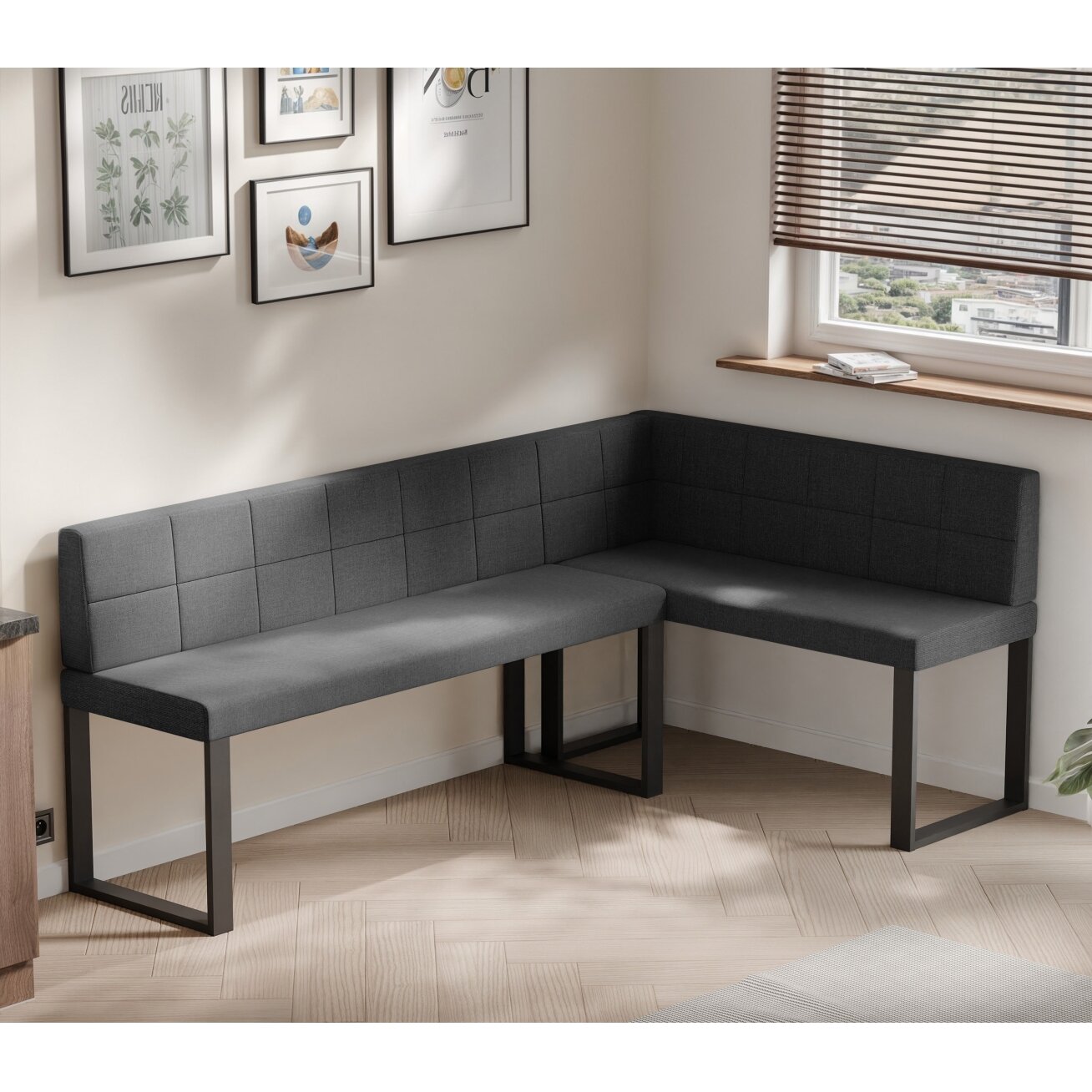 Virtuvinis kampas SANA U Kampo pusė: Dešinė, Spalvos: Inari 100 (Juoda), Dydis: 142x196 cm , Apdaila: Dygsniuotas atlošas 2 Virtuvinis kampas SANA U Kampo pusė: Dešinė, Spalvos: Inari 100 (Juoda), Dydis: 142x196 cm , Apdaila: Dygsniuotas atlošas 2